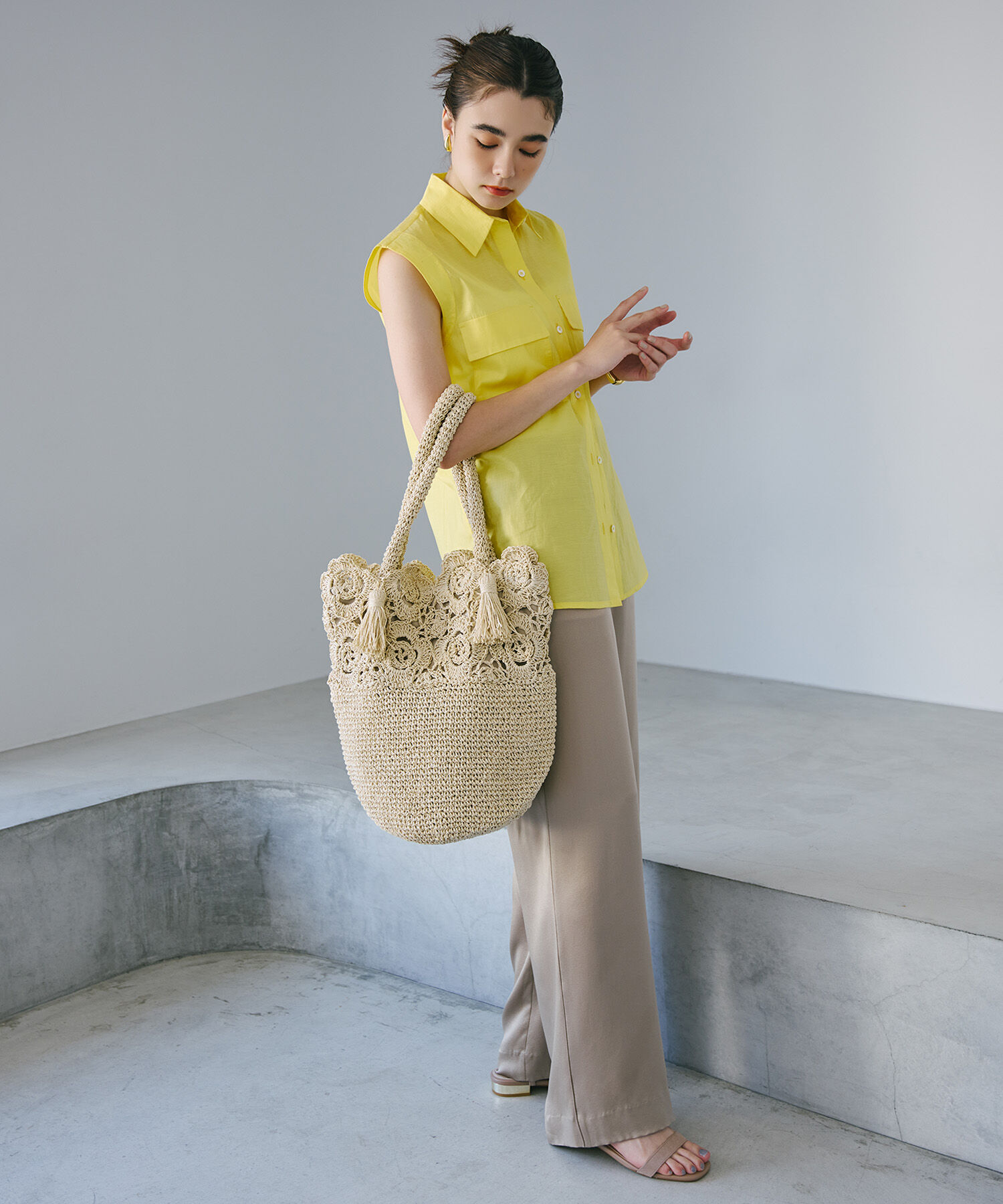 TOPKAPI BREATH「【TREASURE TOPKAPI】フラワーモチーフ ペーパー トートバッグ」|かごバッグ|