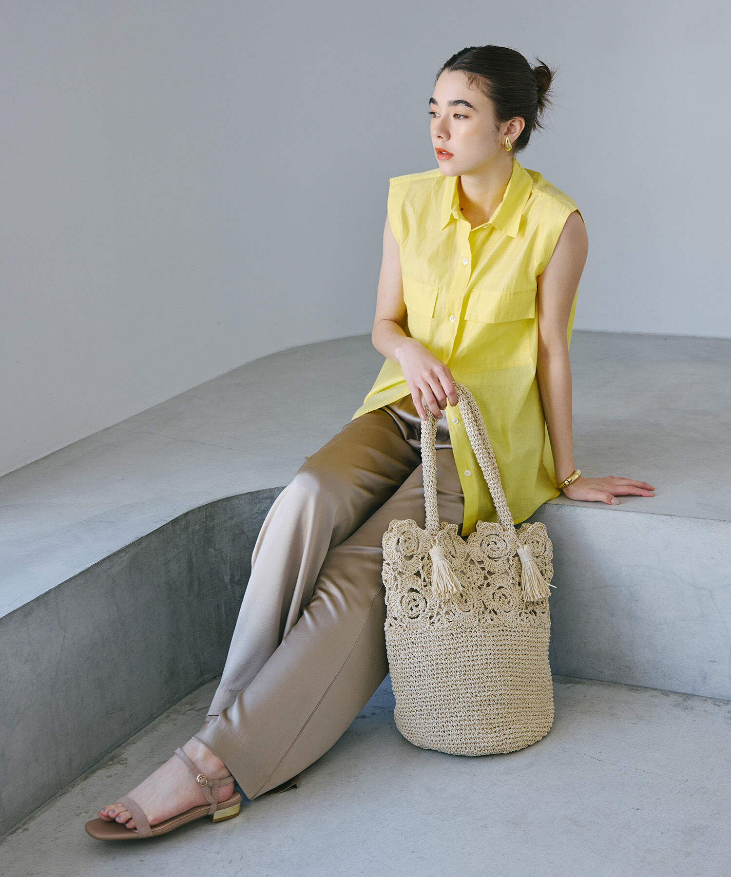 TOPKAPI BREATH「【TREASURE TOPKAPI】フラワーモチーフ ペーパー トートバッグ」|かごバッグ|