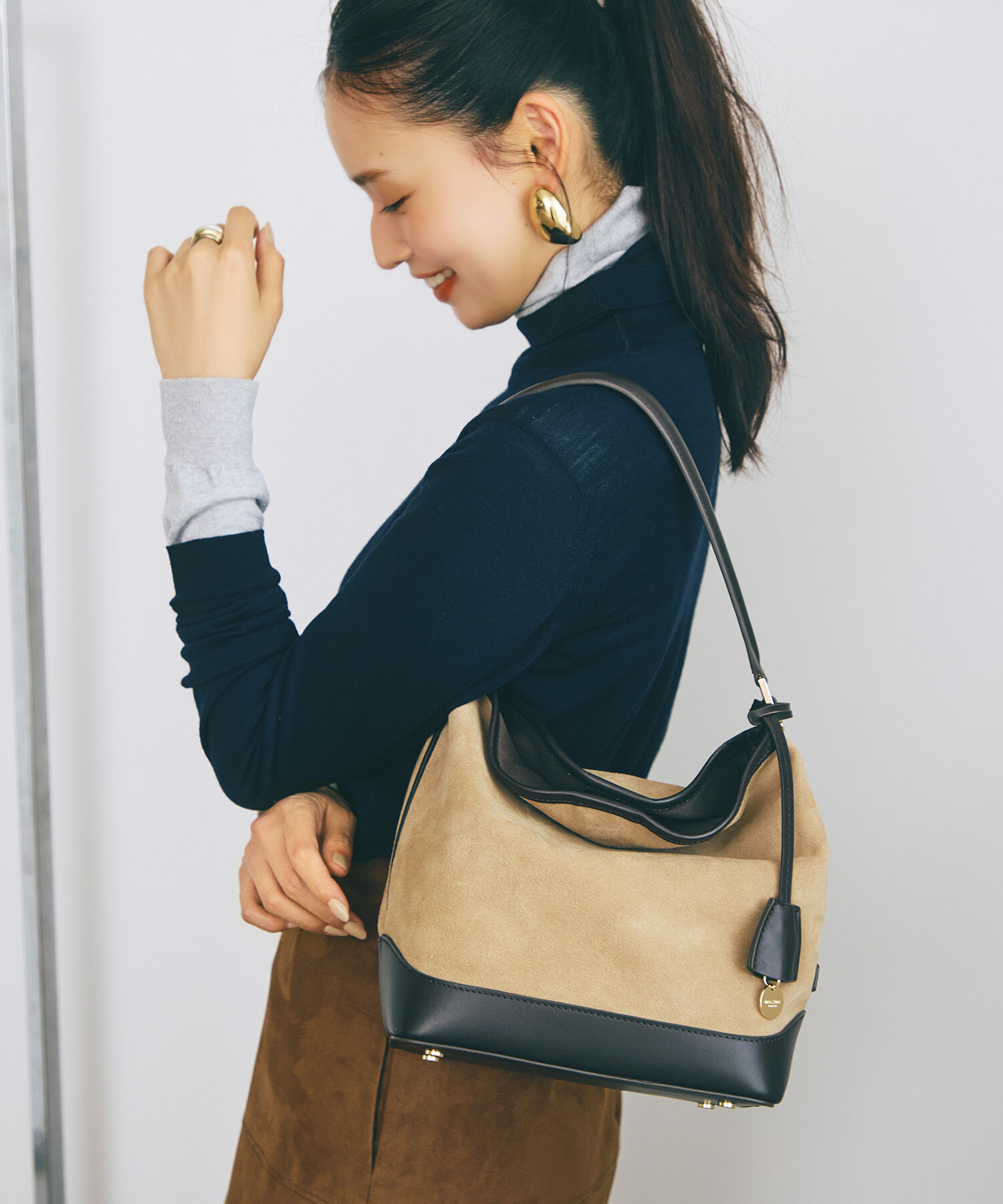 TOPKAPI TREASURE「【TREASURE TOPKAPI】スエード レザーコンビ ワンショルダーバッグ チャーム付き」|ショルダー・メッセンジャー|