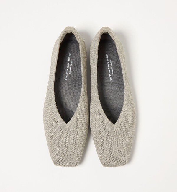 UNITED ARROWS green label relaxing「ウェルネス ニット スクエアVカット シューズ 撥水 ウォッシャブル」|バレエシューズ|