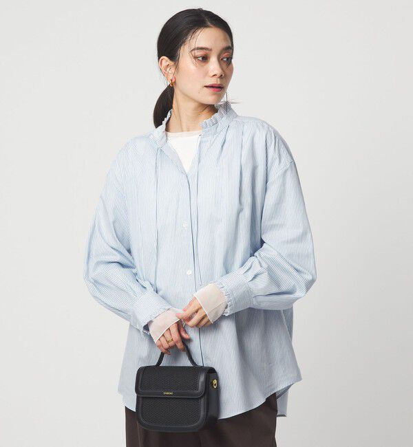 UNITED ARROWS green label relaxing「［size SHORTあり］フリルネック ブラウス」|シャツ・ブラウス|