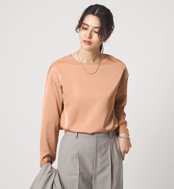 UNITED ARROWS green label relaxing「サテン ドッキング ラウンドヘム プルオーバー カットソー」|Tシャツ・カットソー|ORANGE