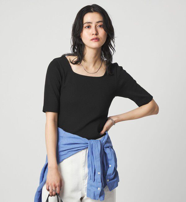 UNITED ARROWS green label relaxing「デコルテ フライス Tシャツ 抗菌」|Tシャツ・カットソー|BLACK