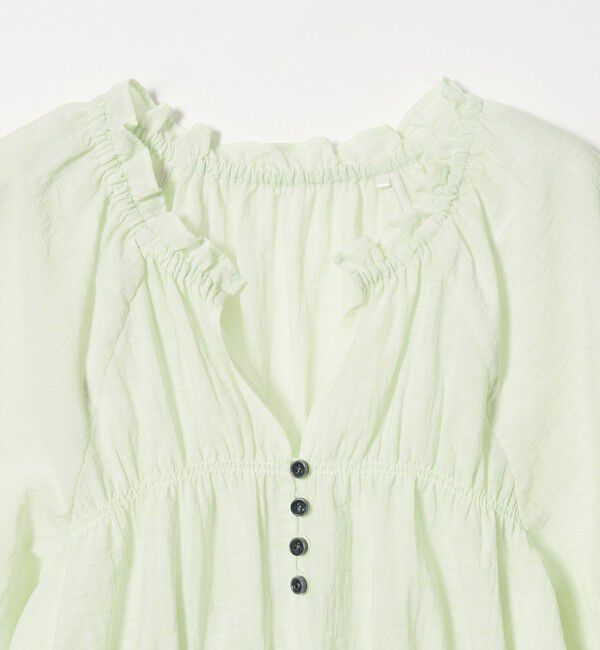 EMMEL REFINES「＜EMMEL REFINES＞EM フリルギャザー キーネック ブラウス」|シャツ・ブラウス|