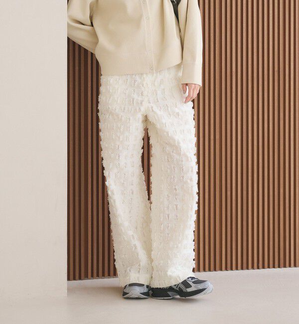 BEAUTY&YOUTH UNITED ARROWS「スクエア フリンジ ジャガード ワイドパンツ」|その他|WHITE