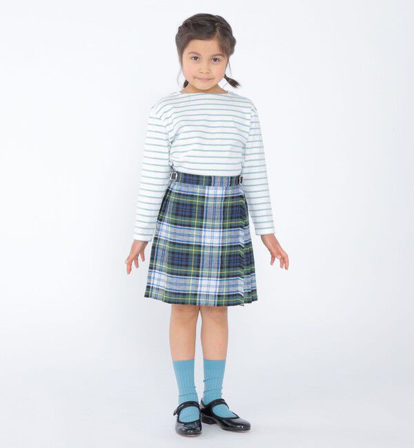 SHIPS KIDS「O'NEIL of DUBLIN:100～130cm / リネン チェック キルト スカート」|台形|