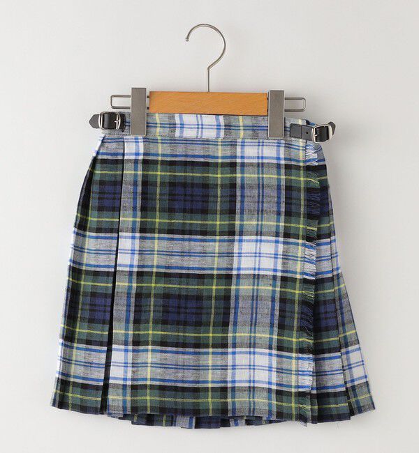 SHIPS KIDS「O'NEIL of DUBLIN:100～130cm / リネン チェック キルト スカート」|台形|