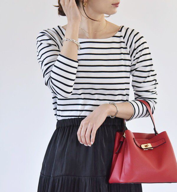 quaranciel「quaranciel:〈洗濯機可能〉ラウンドネック ボーダー カットソー」|Tシャツ・カットソー|