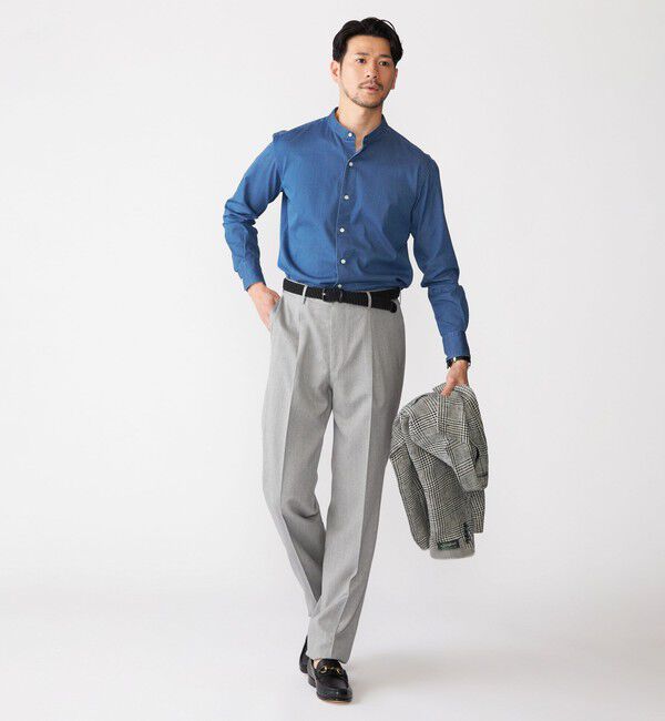 SHIPS「SHIPS: ウォッシュド デニム バンドカラーシャツ」|シャツ・ブラウス|