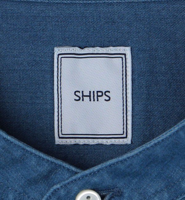 SHIPS「SHIPS: ウォッシュド デニム バンドカラーシャツ」|シャツ・ブラウス|