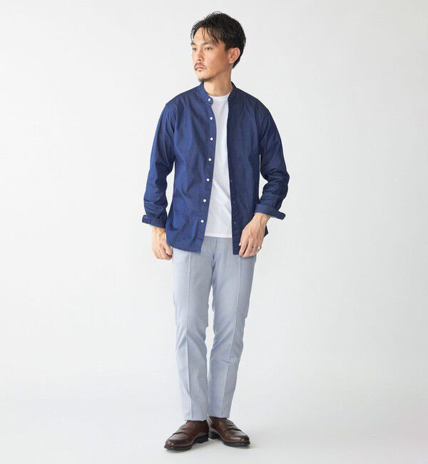 SHIPS「SHIPS: ウォッシュド デニム バンドカラーシャツ」|シャツ・ブラウス|