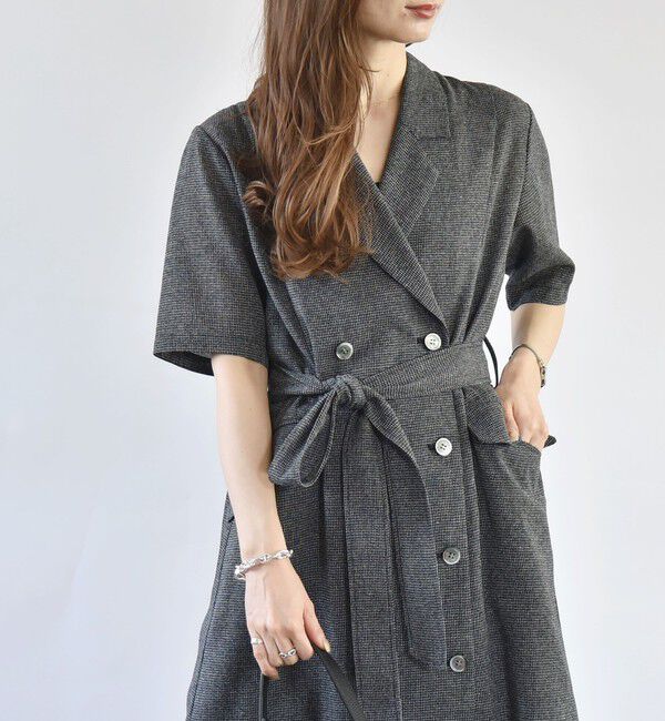 quaranciel「quaranciel:〈手洗い可能〉サマー カラミ テーラード ジャケット ワンピース」|ワンピース|