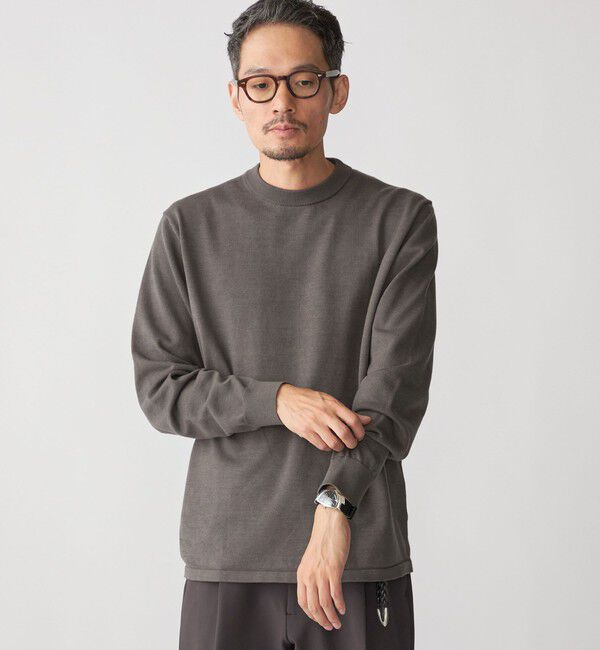 SHIPS「SHIPS: ハイゲージ コットン ウール クルーニット」|ニット・セーター|ダークグレー