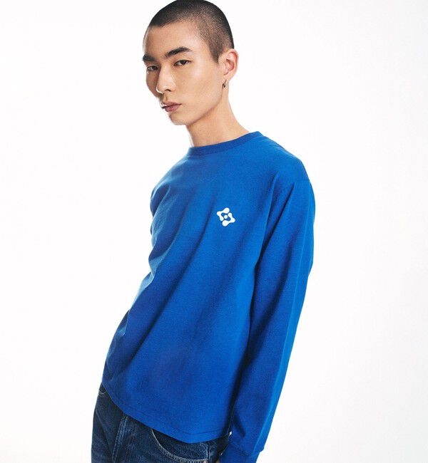 SHIPS「City Ambient Products: スタンダード ロゴ プリント ロングスリーブ Tシャツ」|Tシャツ・カットソー|ブルー