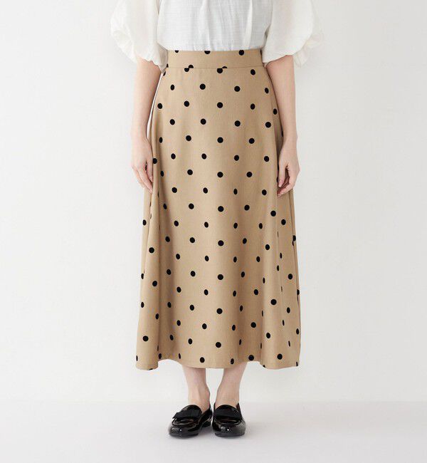 SHIPS Colors 「SHIPS Colors:〈洗濯機可能〉フロッキードット デニムライク スカート」|フレア|