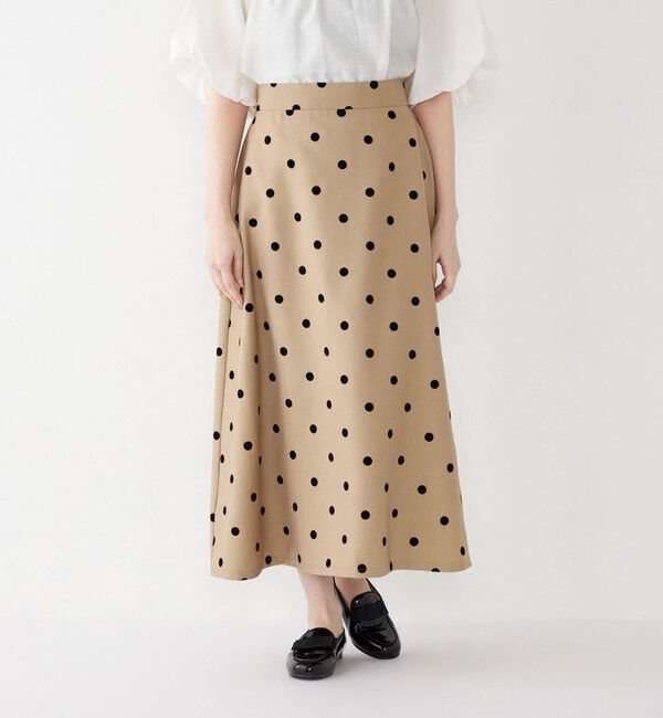 SHIPS Colors 「SHIPS Colors:〈洗濯機可能〉フロッキードット デニムライク スカート」|フレア|