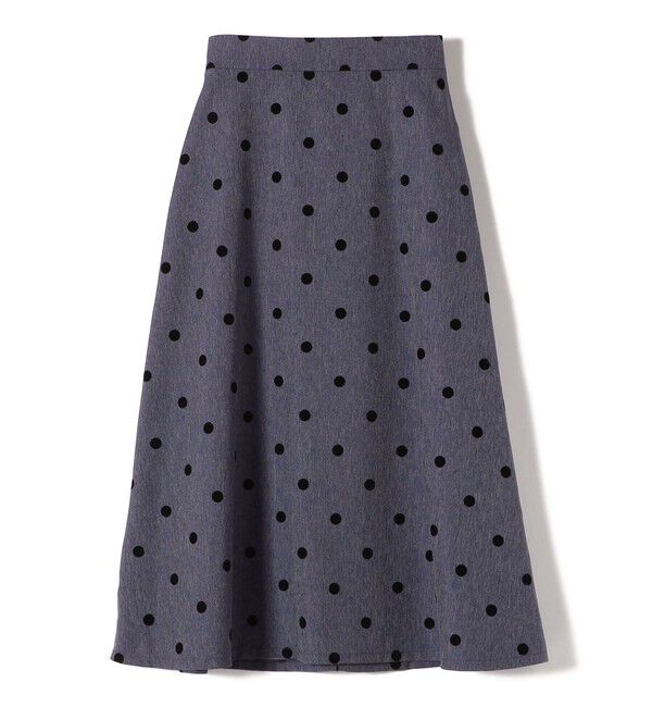 SHIPS Colors 「SHIPS Colors:〈洗濯機可能〉フロッキードット デニムライク スカート」|フレア|ブルー