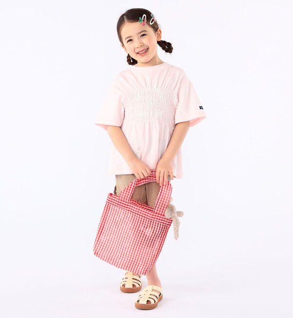 SHIPS KIDS「【SHIPS KIDS別注】RUSSELL ATHLETIC:100～130cm/ ギャザープリント 半袖 TEE」|Tシャツ・カットソー|