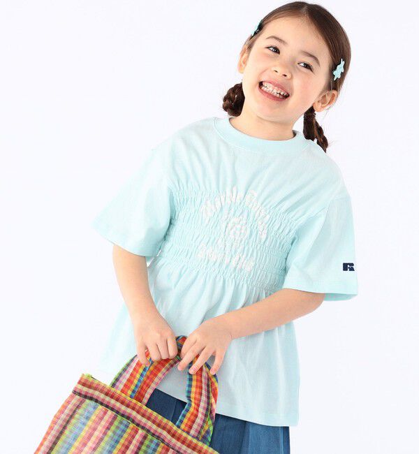 SHIPS KIDS「【SHIPS KIDS別注】RUSSELL ATHLETIC:100～130cm/ ギャザープリント 半袖 TEE」|Tシャツ・カットソー|