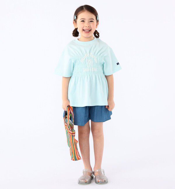 SHIPS KIDS「【SHIPS KIDS別注】RUSSELL ATHLETIC:100～130cm/ ギャザープリント 半袖 TEE」|Tシャツ・カットソー|