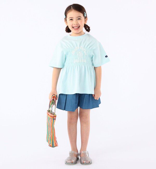 SHIPS KIDS「【SHIPS KIDS別注】RUSSELL ATHLETIC:100～130cm/ ギャザープリント 半袖 TEE」|Tシャツ・カットソー|