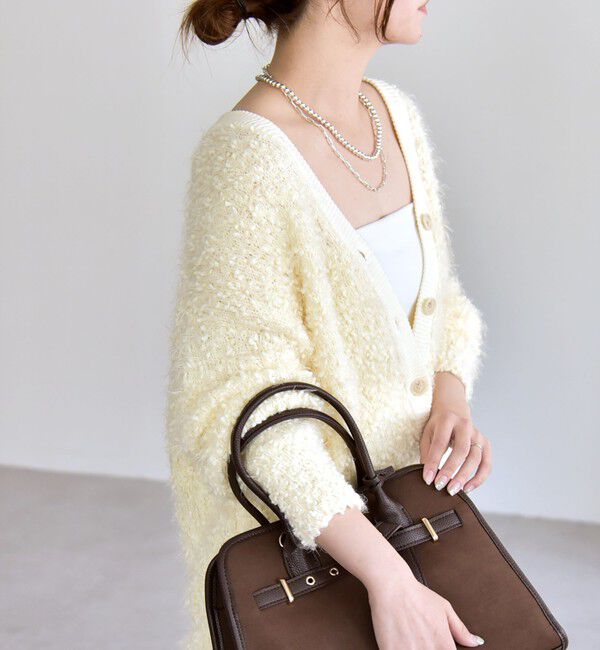 quaranciel「quaranciel:〈手洗い可能〉ネップツイード Vネック ニット カーディガン」|カーディガン|