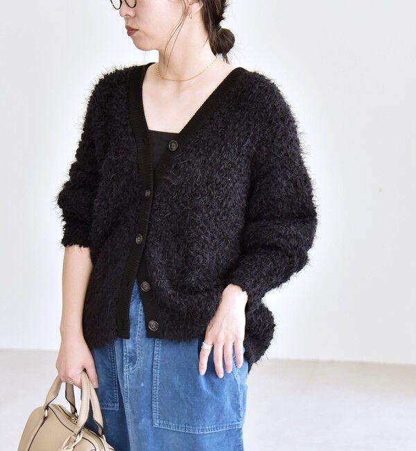 quaranciel「quaranciel:〈手洗い可能〉ネップツイード Vネック ニット カーディガン」|カーディガン|