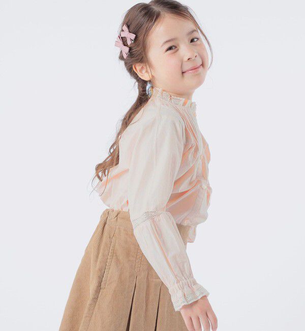 SHIPS KIDS「SHIPS KIDS:100～130cm / ピンタック レース ブラウス」|シャツ・ブラウス|