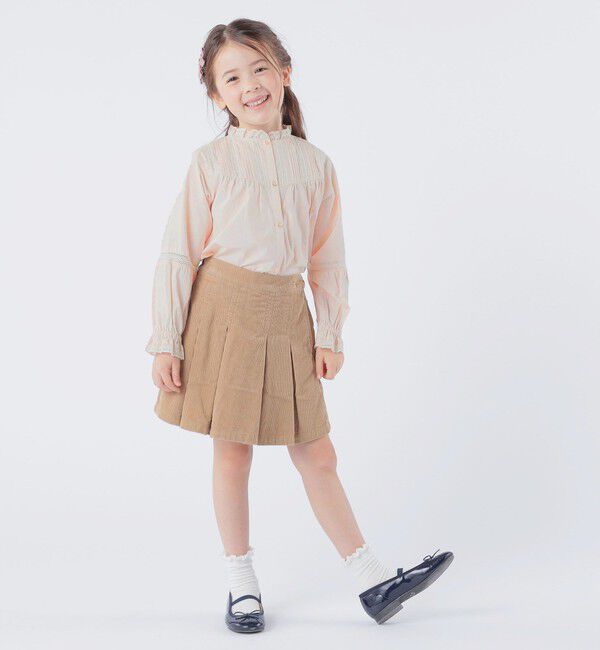 SHIPS KIDS「SHIPS KIDS:100～130cm / ピンタック レース ブラウス」|シャツ・ブラウス|