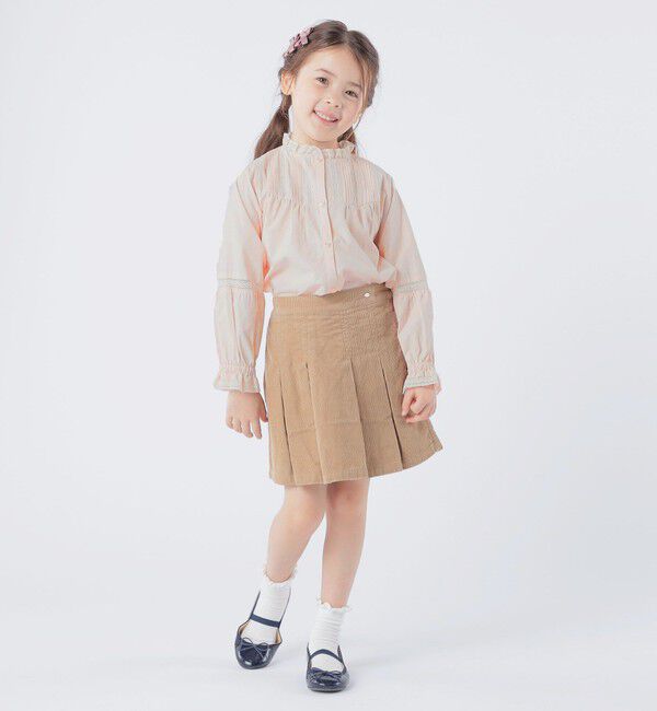 SHIPS KIDS「SHIPS KIDS:100～130cm / ピンタック レース ブラウス」|シャツ・ブラウス|