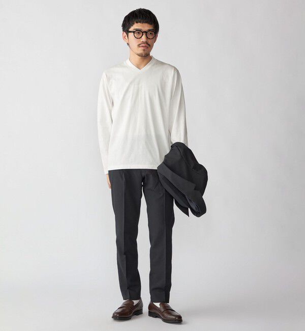 SHIPS「【WEB限定】SHIPS:〈手洗い可能/抗菌/防臭〉シルケット ビズ Vネック ロングスリーブ」|Tシャツ・カットソー|