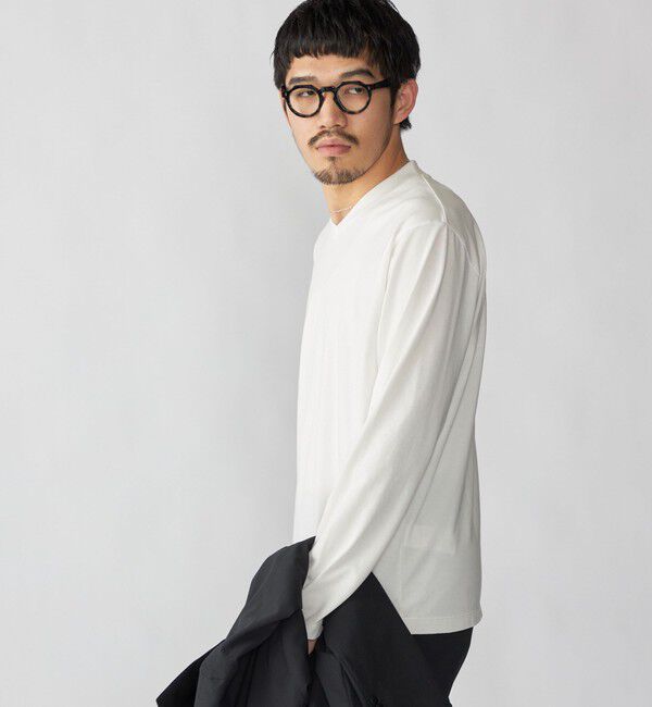 SHIPS「【WEB限定】SHIPS:〈手洗い可能/抗菌/防臭〉シルケット ビズ Vネック ロングスリーブ」|Tシャツ・カットソー|