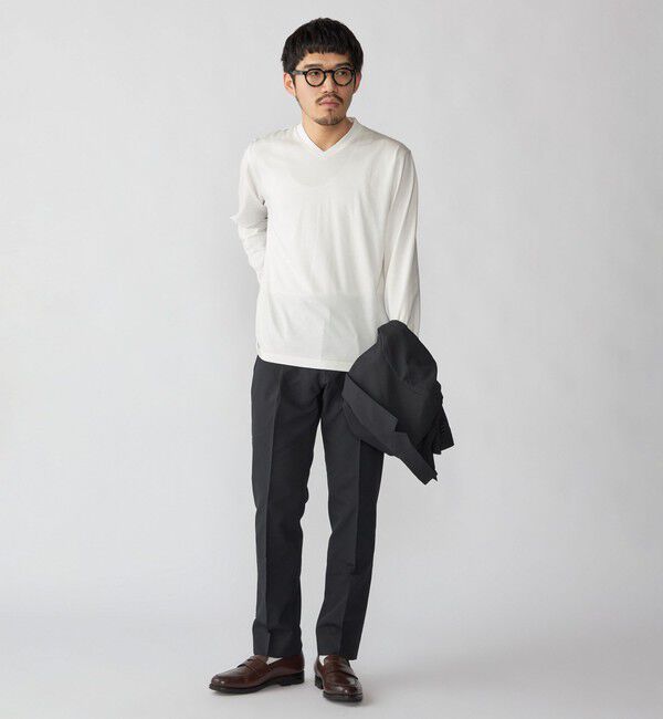 SHIPS「【WEB限定】SHIPS:〈手洗い可能/抗菌/防臭〉シルケット ビズ Vネック ロングスリーブ」|Tシャツ・カットソー|