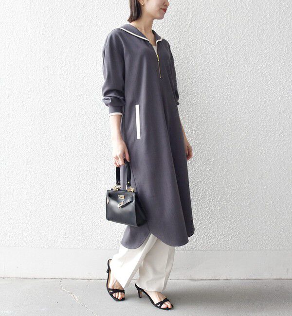 SHIPS any「《予約》SHIPS any:〈洗濯機可能〉セーラーカラー 配色 ジップ ワンピース」|ワンピース|