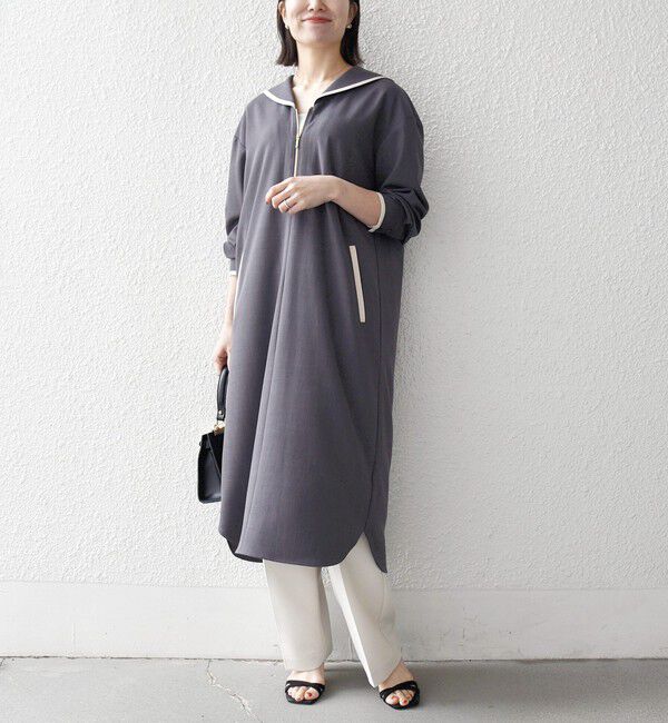 SHIPS any「《予約》SHIPS any:〈洗濯機可能〉セーラーカラー 配色 ジップ ワンピース」|ワンピース|