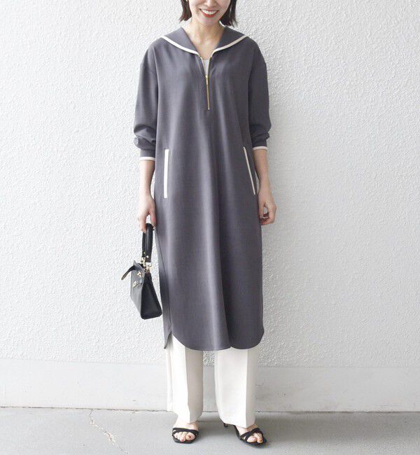 SHIPS any「《予約》SHIPS any:〈洗濯機可能〉セーラーカラー 配色 ジップ ワンピース」|ワンピース|