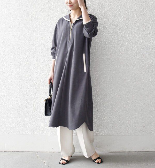 SHIPS any「《予約》SHIPS any:〈洗濯機可能〉セーラーカラー 配色 ジップ ワンピース」|ワンピース|