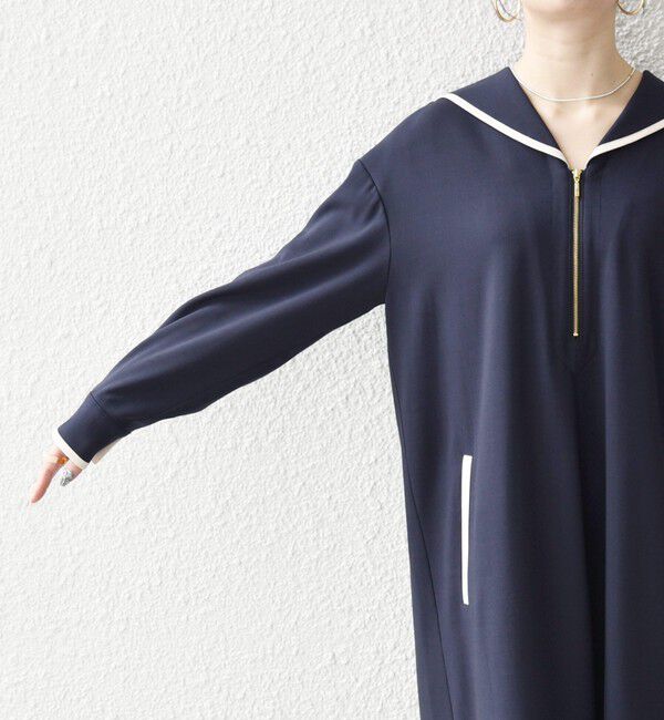 SHIPS any「《予約》SHIPS any:〈洗濯機可能〉セーラーカラー 配色 ジップ ワンピース」|ワンピース|