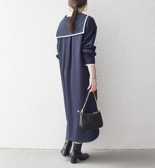 SHIPS any「《予約》SHIPS any:〈洗濯機可能〉セーラーカラー 配色 ジップ ワンピース」|ワンピース|