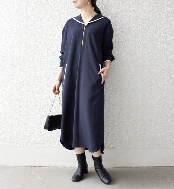 SHIPS any「《予約》SHIPS any:〈洗濯機可能〉セーラーカラー 配色 ジップ ワンピース」|ワンピース|