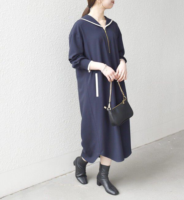 SHIPS any「《予約》SHIPS any:〈洗濯機可能〉セーラーカラー 配色 ジップ ワンピース」|ワンピース|