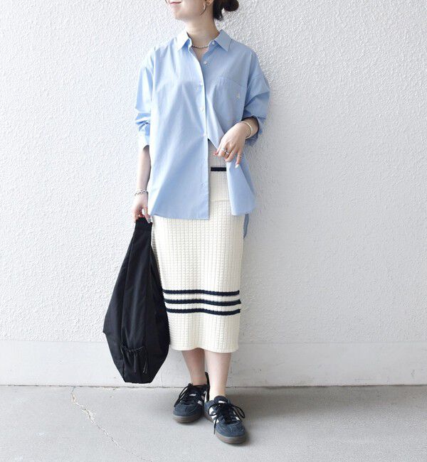 SHIPS any「《予約》SHIPS any:〈手洗い可能〉バスケット編み 配色 ライン タイト スカート」|スカート|