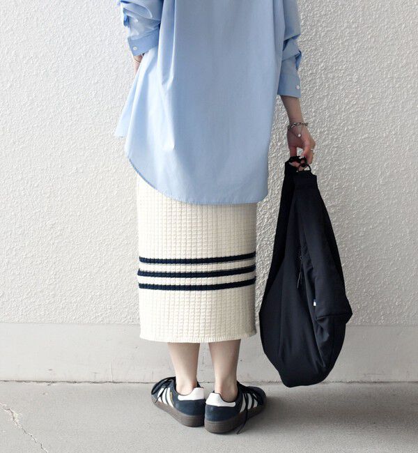 SHIPS any「《予約》SHIPS any:〈手洗い可能〉バスケット編み 配色 ライン タイト スカート」|スカート|