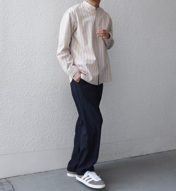 SHIPS any「SHIPS any:〈洗濯機可能〉コットン/リネン ストライプ バンドカラー シャツ 26SS◆」|シャツ・ブラウス|