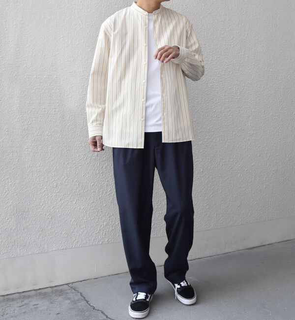 SHIPS any「SHIPS any:〈洗濯機可能〉コットン/リネン ストライプ バンドカラー シャツ 26SS◆」|シャツ・ブラウス|