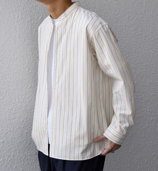 SHIPS any「SHIPS any:〈洗濯機可能〉コットン/リネン ストライプ バンドカラー シャツ 26SS◆」|シャツ・ブラウス|