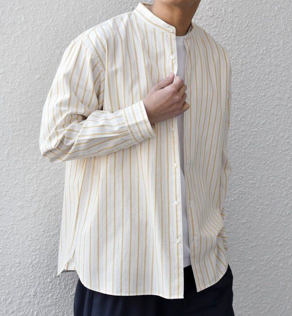 SHIPS any「SHIPS any:〈洗濯機可能〉コットン/リネン ストライプ バンドカラー シャツ 26SS◆」|シャツ・ブラウス|