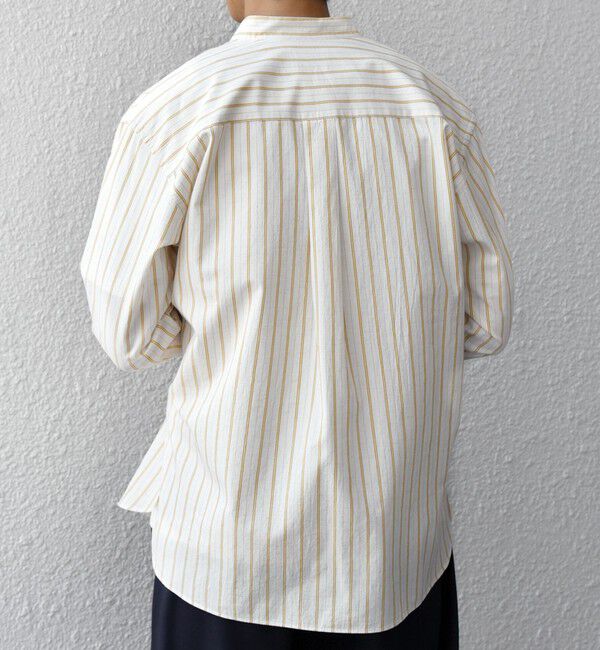 SHIPS any「SHIPS any:〈洗濯機可能〉コットン/リネン ストライプ バンドカラー シャツ 26SS◆」|シャツ・ブラウス|