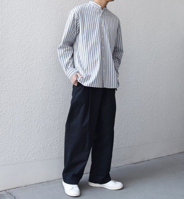 SHIPS any「SHIPS any:〈洗濯機可能〉コットン/リネン ストライプ バンドカラー シャツ 26SS◆」|シャツ・ブラウス|