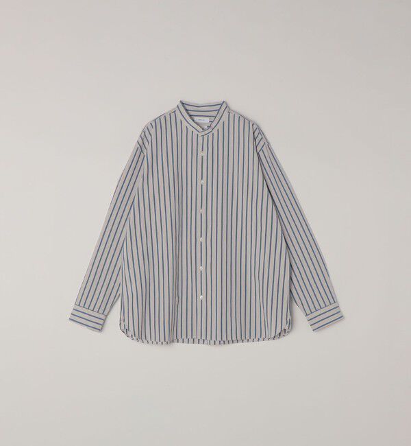 SHIPS any「SHIPS any:〈洗濯機可能〉コットン/リネン ストライプ バンドカラー シャツ 26SS◆」|シャツ・ブラウス|